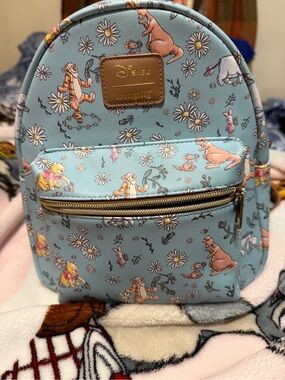 Loungefly Blue Floral Winnie the Pooh Mini Backpack